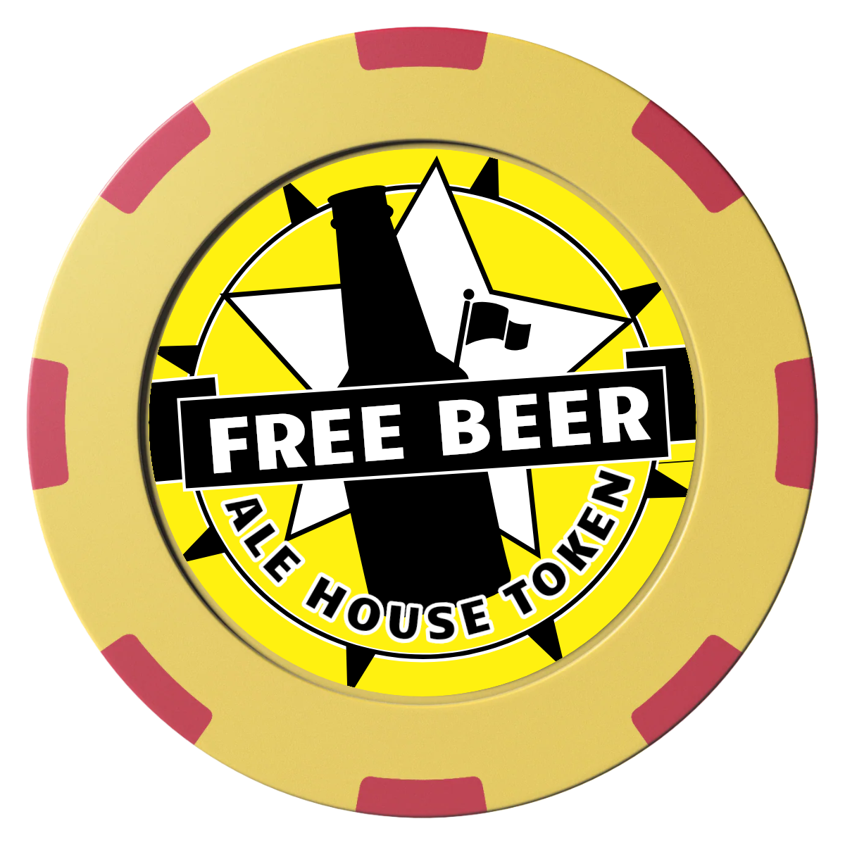 Free Beer Drink Clay Poker Chips - Yellow / 8 Spot (2 Tone) / 40mm - Front