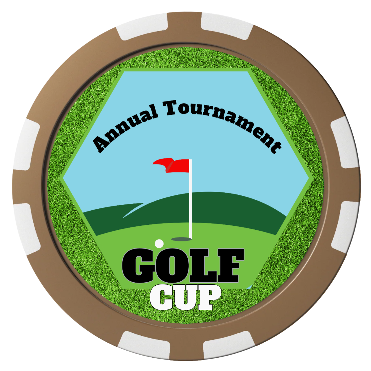 Golf Cup Composite Poker Chips - Brown / 8 Stripe - Front