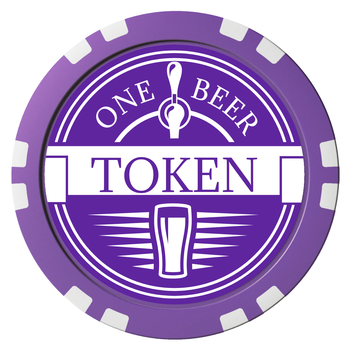 Tap Out Composite Poker Chips - Purple / Double Stripe - Front