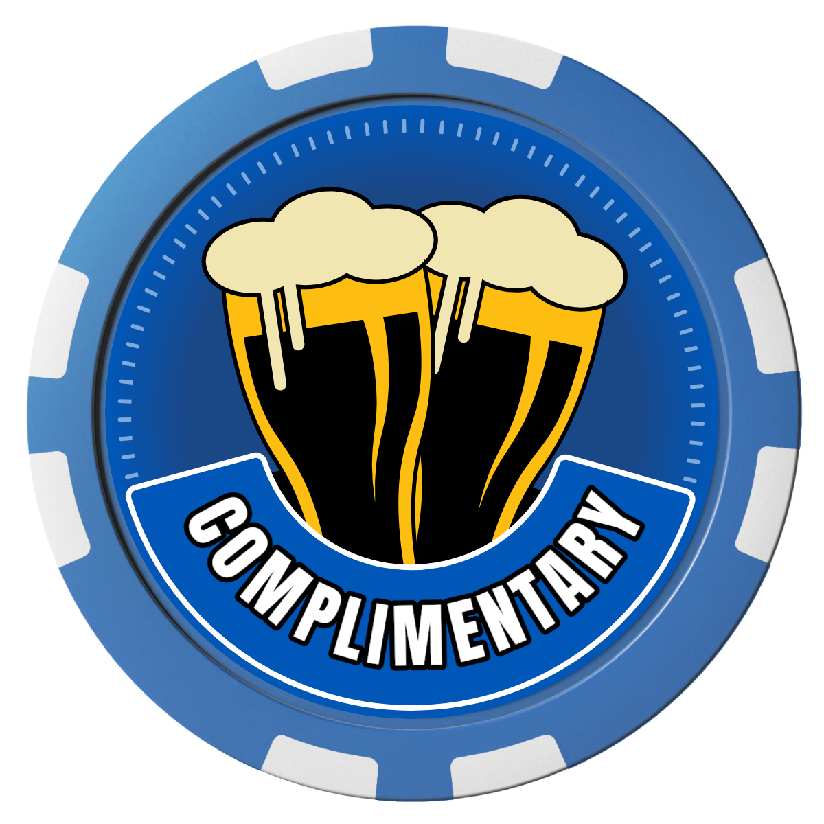 Double Pint 2 Composite Poker Chips - Blue / 8 Stripe - Back