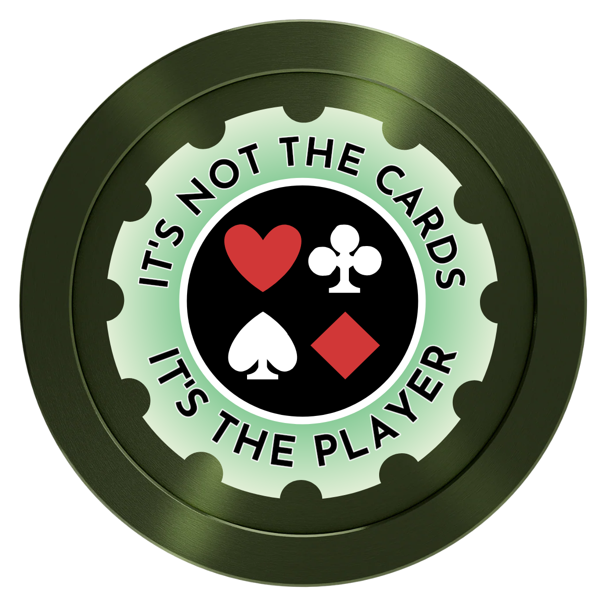 Your Four Suits Aluminum Poker Card Guards - Green - Front