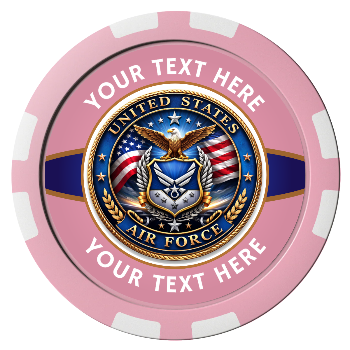 Air Force Composite Poker Chips - Pink / 8 Stripe - Front