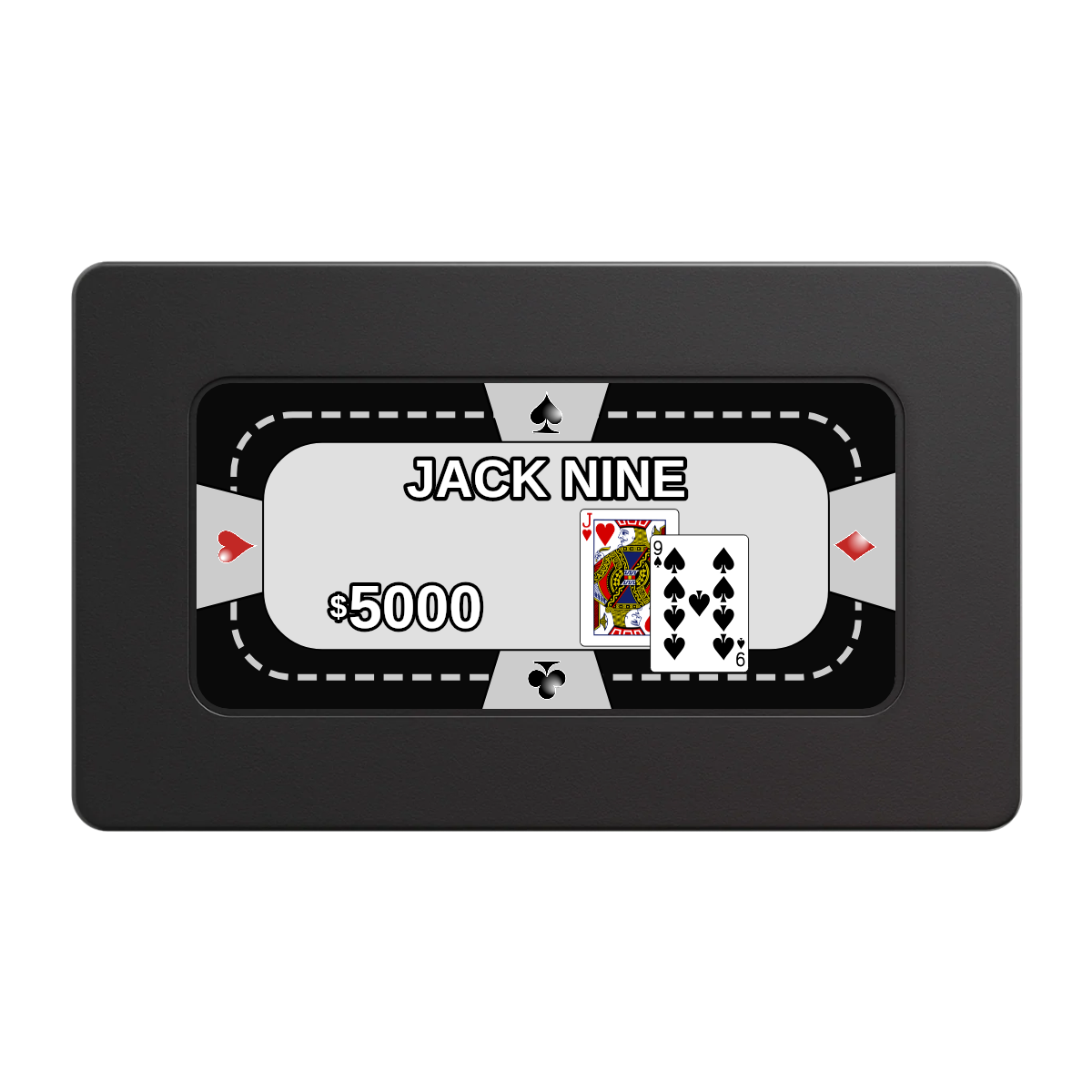 Jack Nine Card Room Rectangular Poker Chip Plaques - Black - Back
