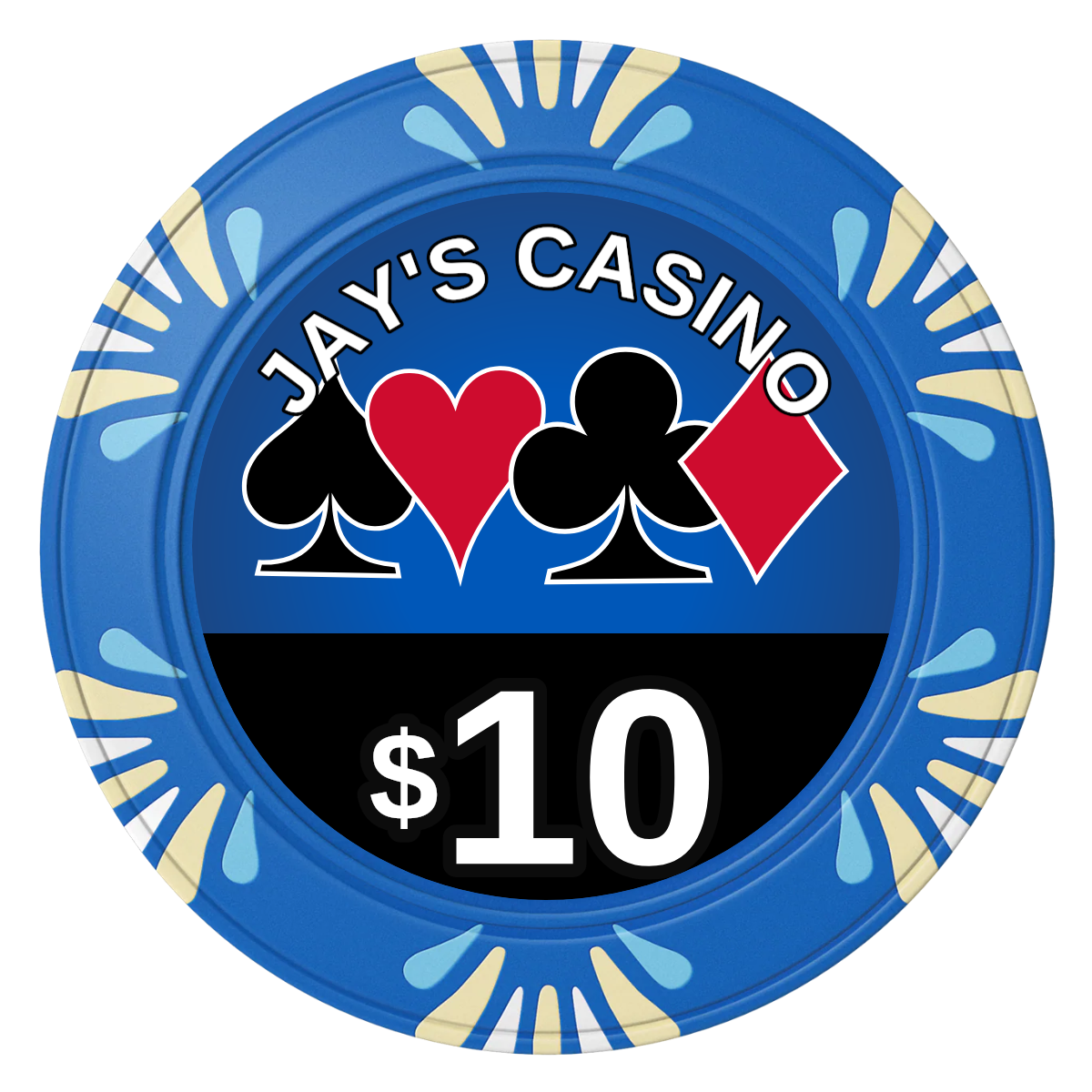 Jay's Casino Clay Poker Chips - Blue / Macau / 40mm - Front