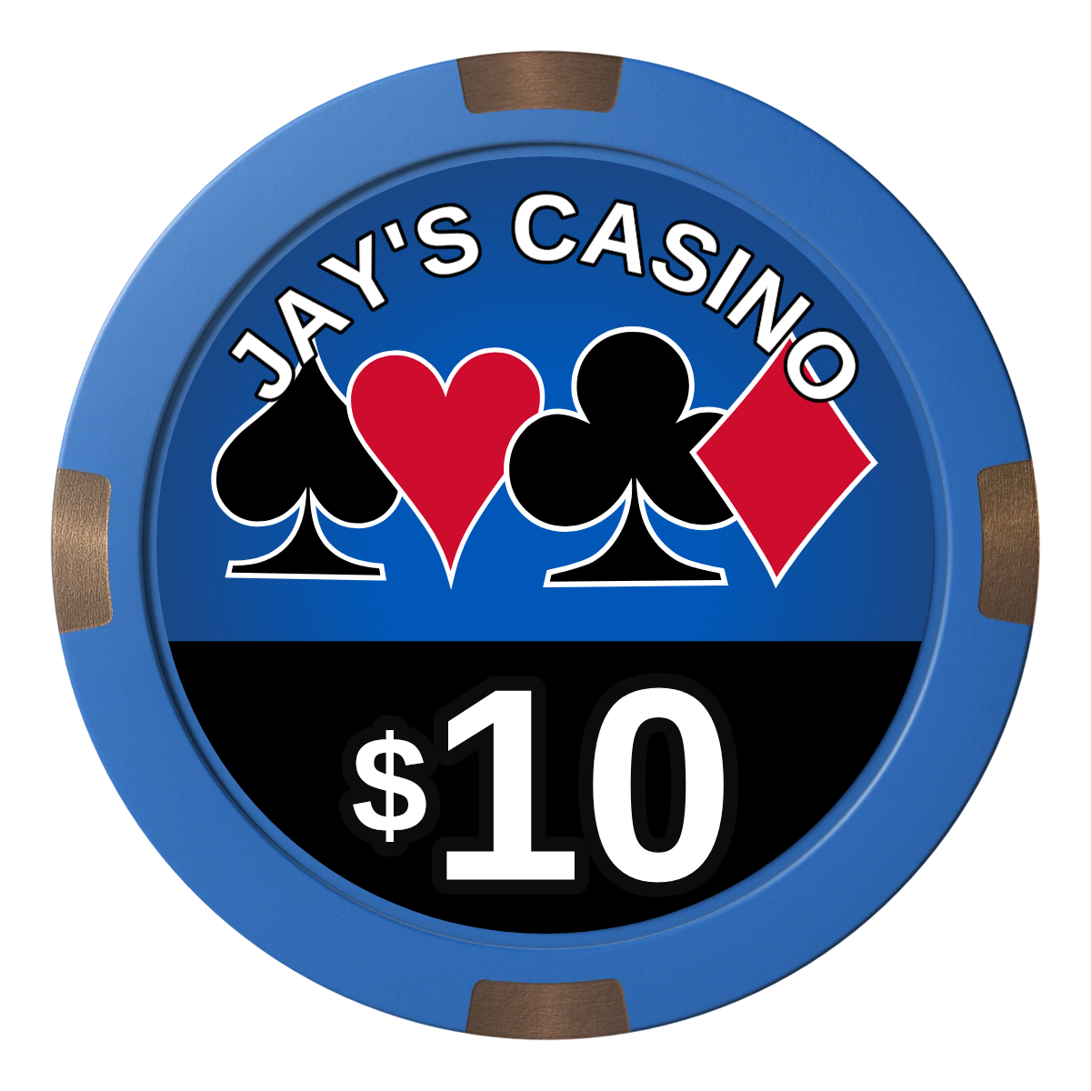 Jay's Casino Composite & Metal Hybrid Poker Chips - Blue - Back