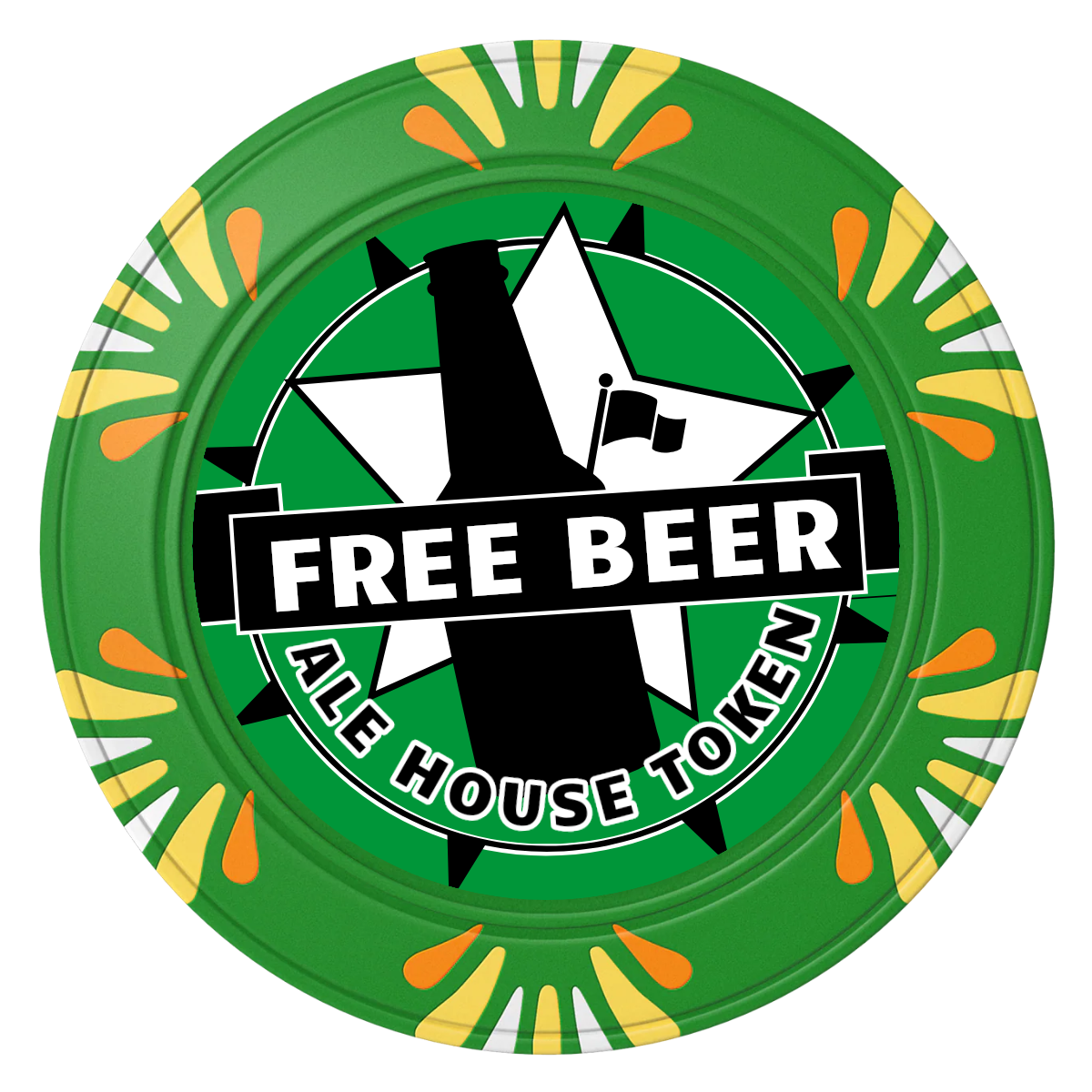 Free Beer Drink Clay Poker Chips - Green / Macau / 40mm - Front