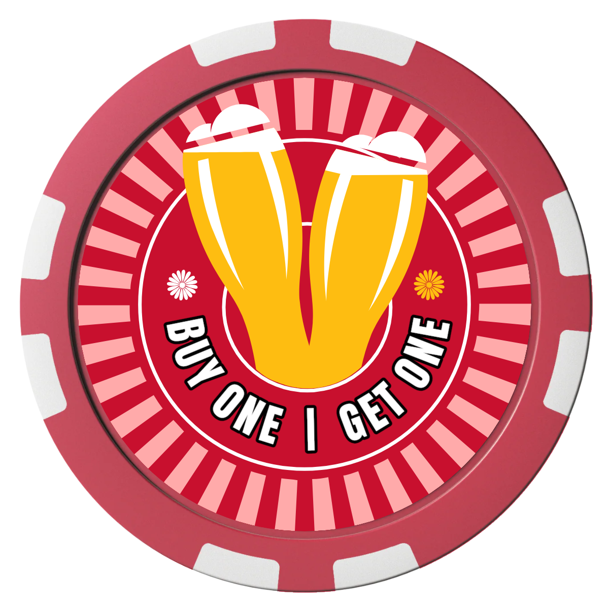 Double Pint Composite Poker Chips - Red / 8 Stripe - Front