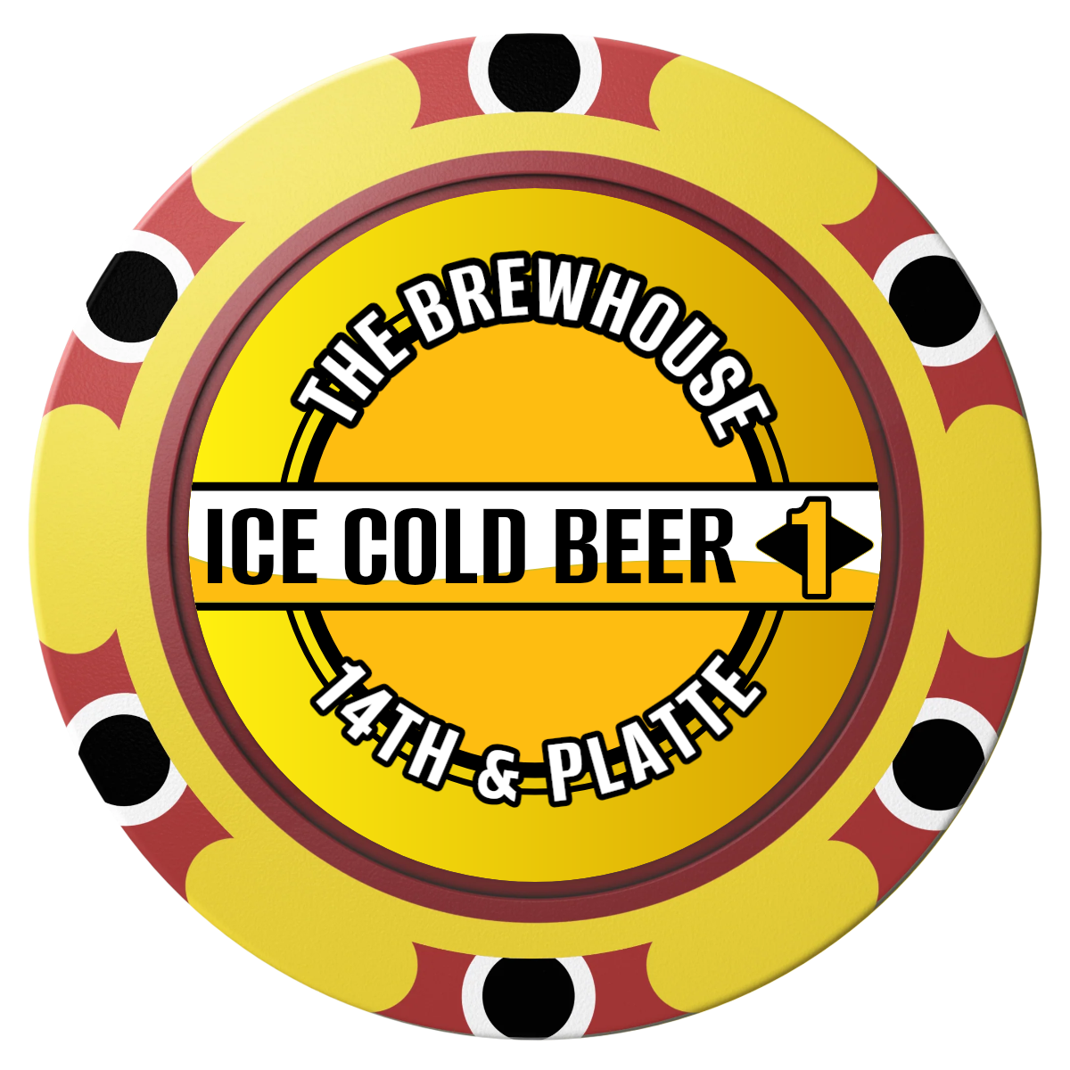 Ice Cold Beer Drink Token Clay Poker Chips - Yellow / Monte Carlo / 40mm - Front