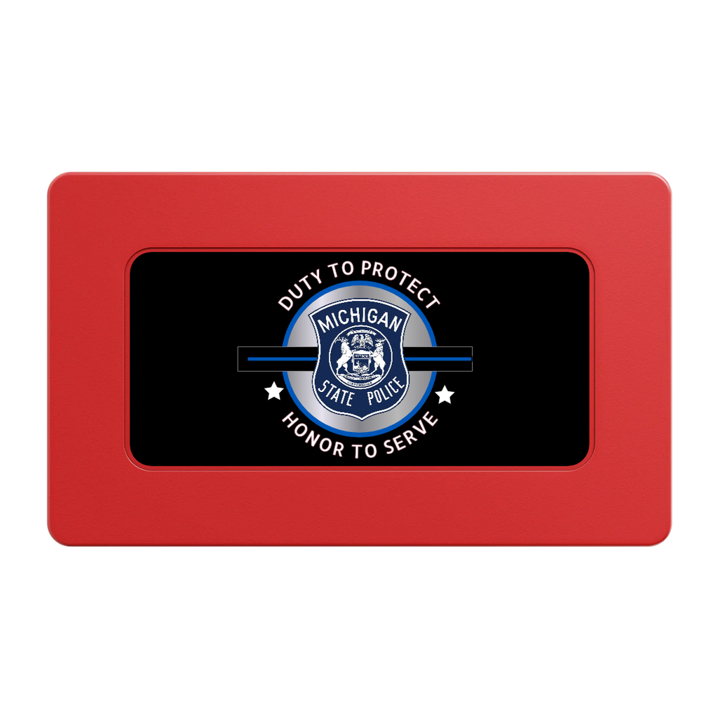 Police Department #01 Rectangular Poker Chip Plaques - Red - Back