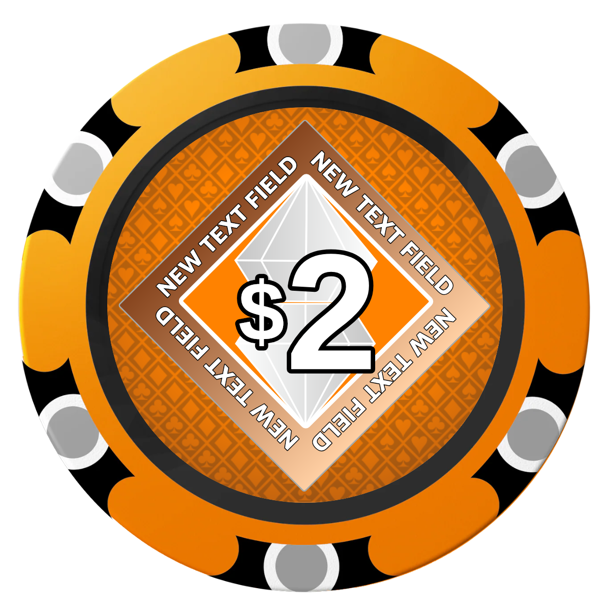 Diamond in the Rough Clay Poker Chips - Orange / Monte Carlo / 40mm - Front