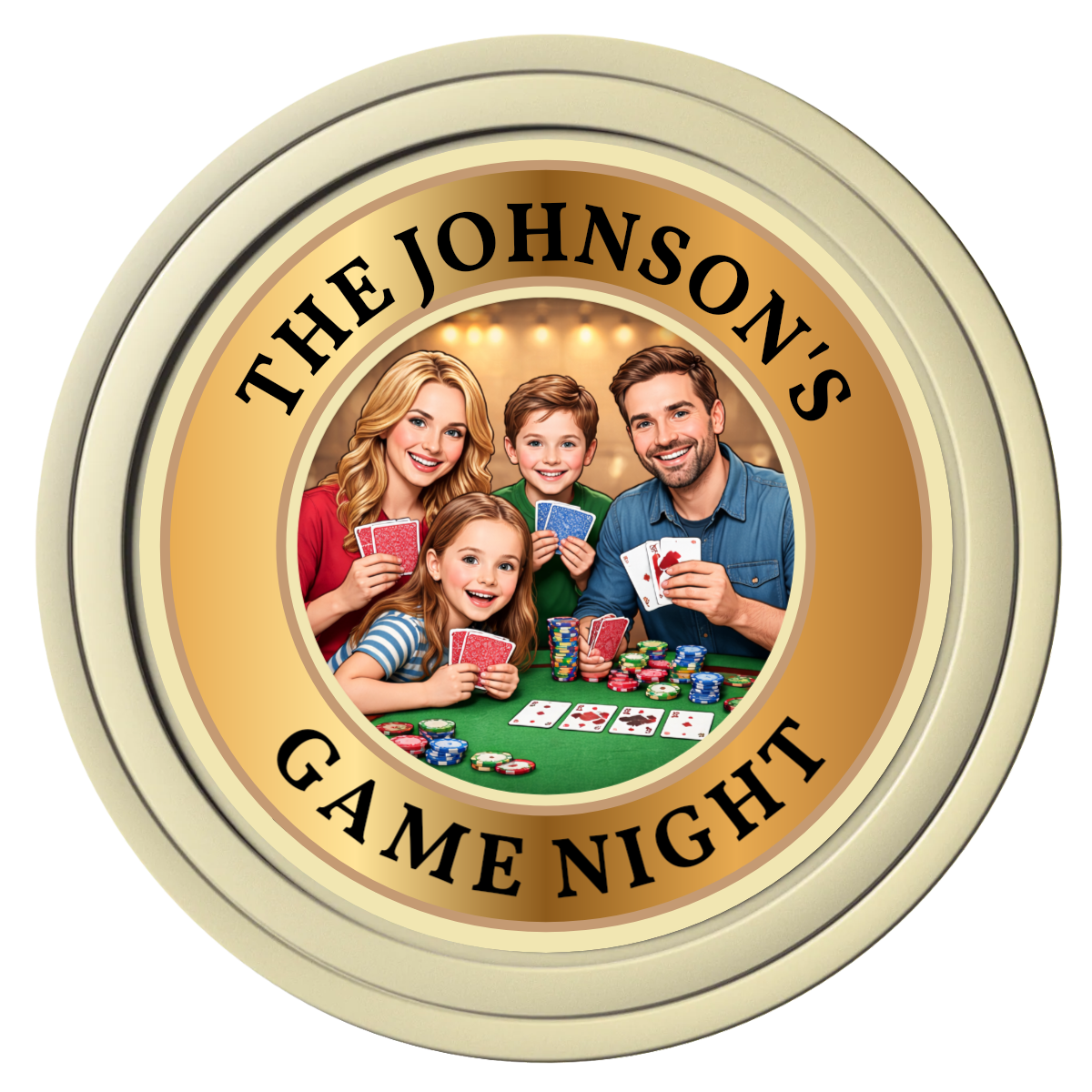 Family Game Night Composite Poker Chips - Ivory / Solid - Front