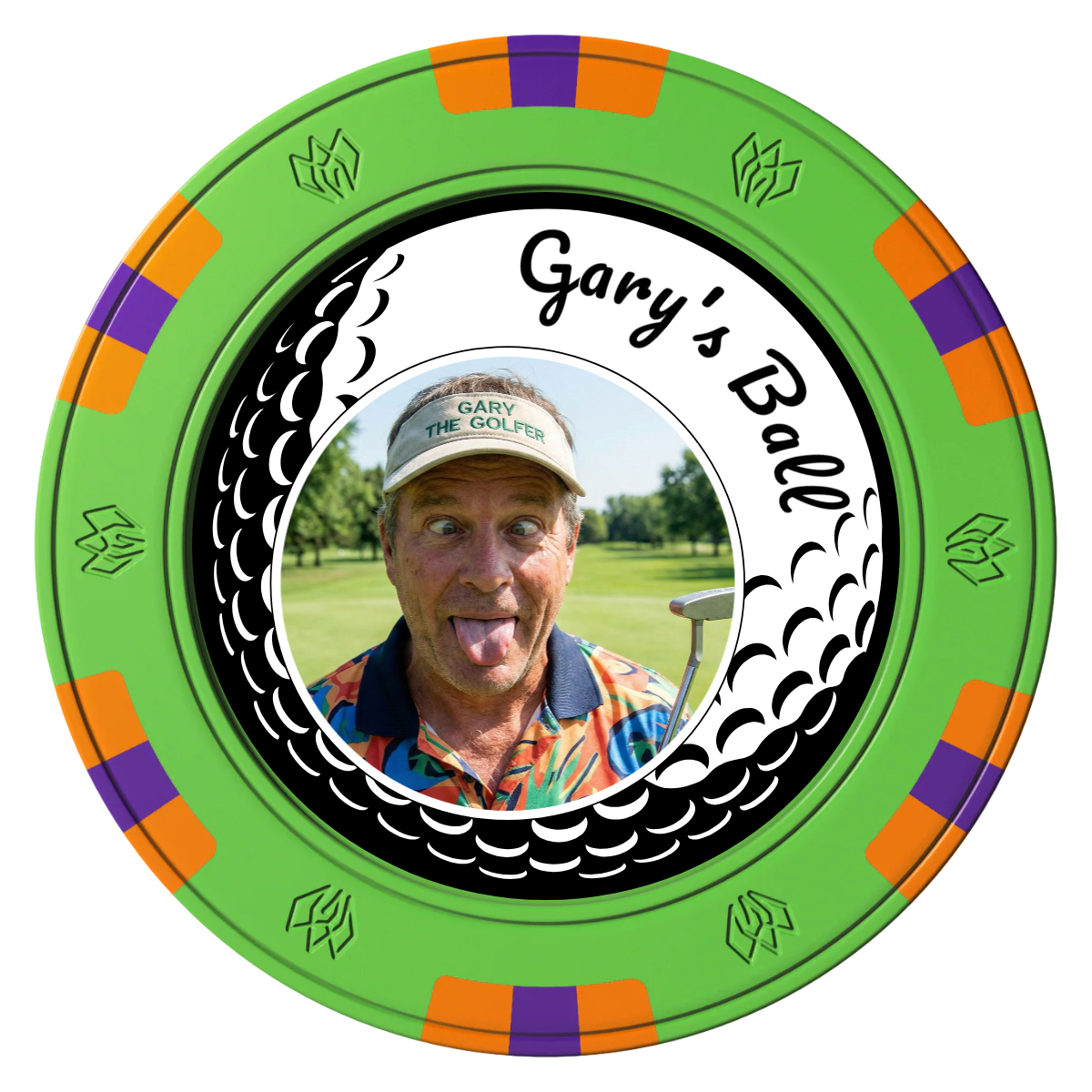 Gary's Ball Clay Poker Chips - Green / 6 Spot Gem / 43mm - Front