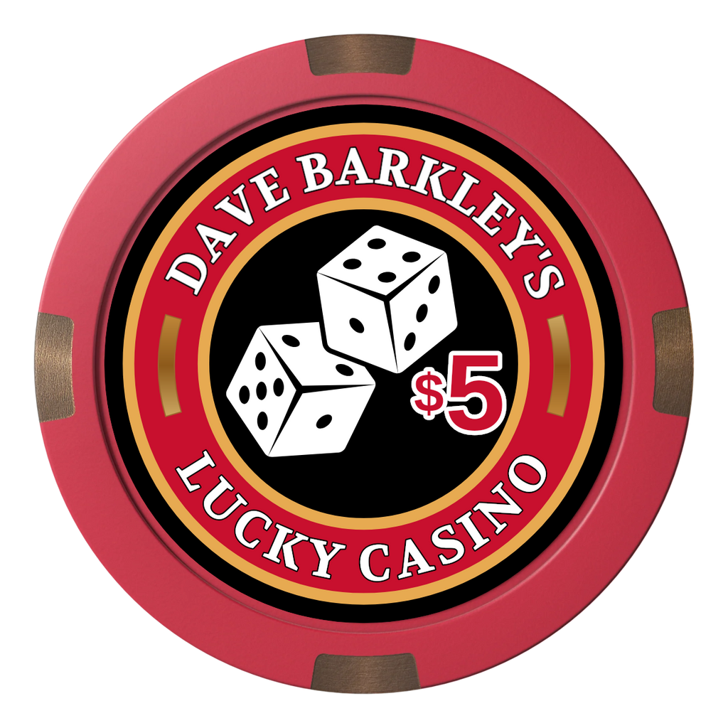 Dave's Lucky Casino Composite & Metal Hybrid Poker Chips - Red - Back