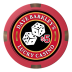 Dave's Lucky Casino Composite & Metal Hybrid Poker Chips - Red - Back