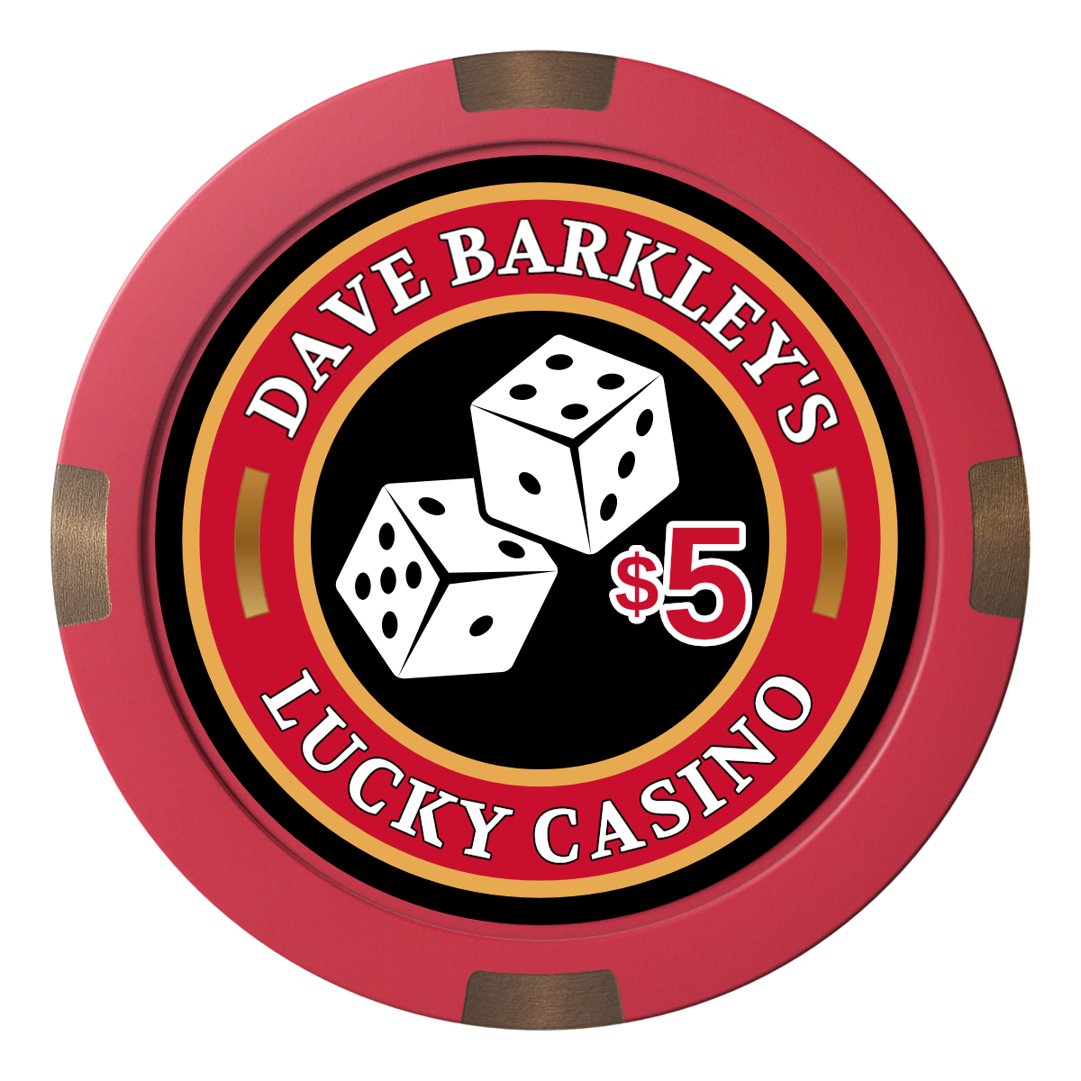 Dave's Lucky Casino Composite & Metal Hybrid Poker Chips - Red - Back