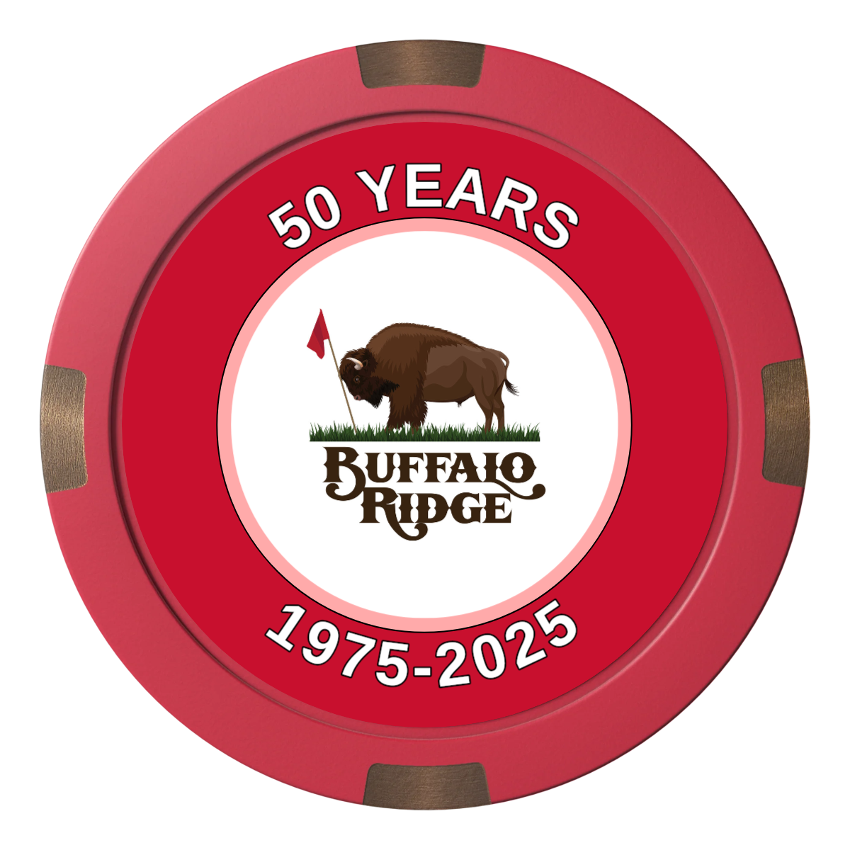 Branded Logo Golf Pro Shop Composite & Metal Hybrid Poker Chips - Red - Front