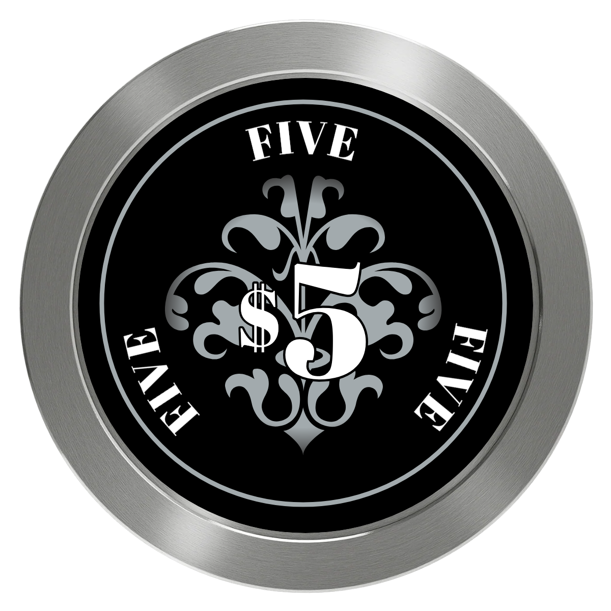 Gothic Revival Aluminum Poker Chips - Silver - Front