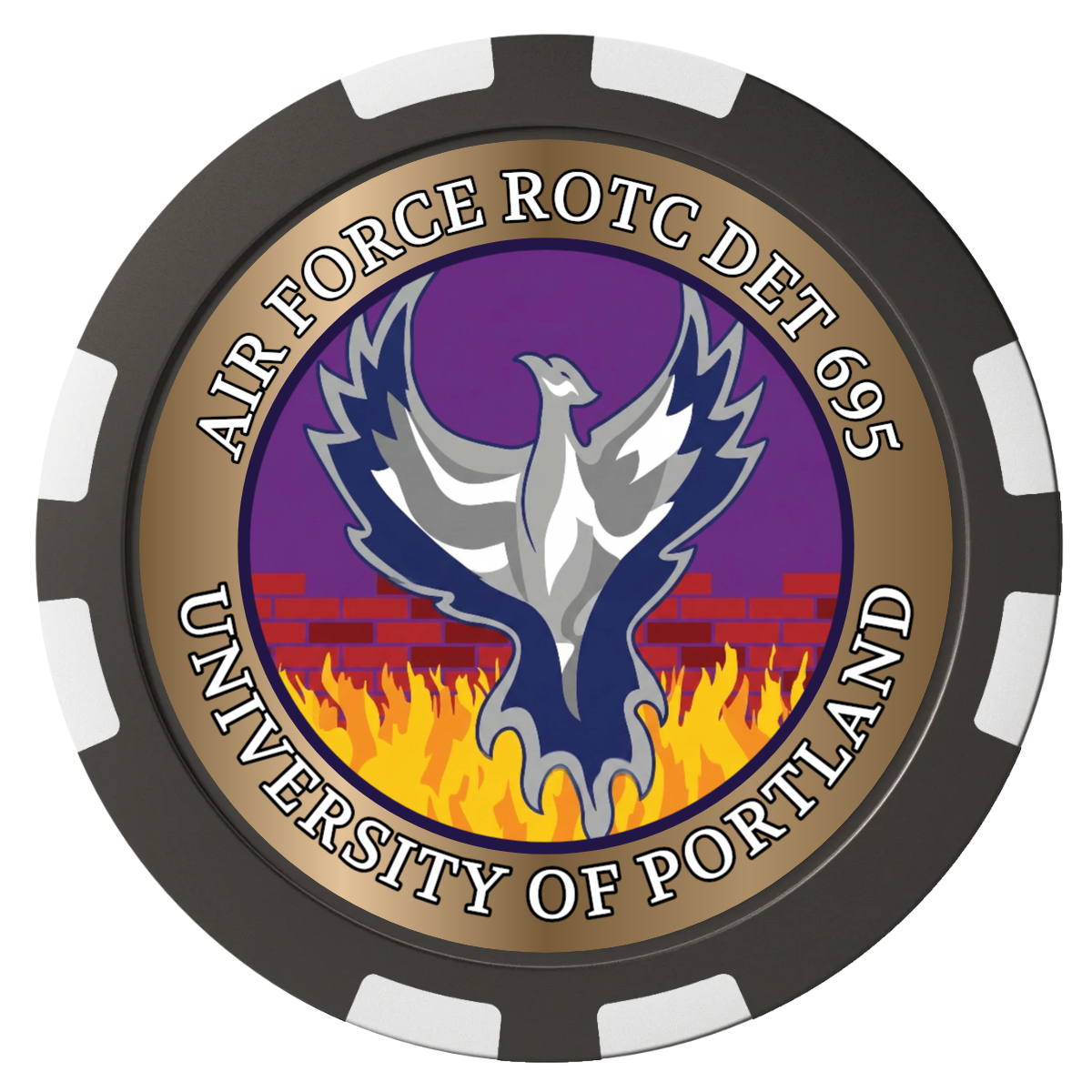 Air Force ROTC Det 695 Composite Poker Chips - Black / 8 Stripe - Front