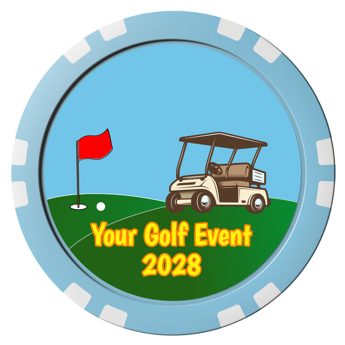 Going Golfing Today Composite Poker Chips - Light Blue / Double Stripe - Front