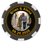 Save the Date Text Magnetic Composite Poker Chips - Black / 8 Spot - Back