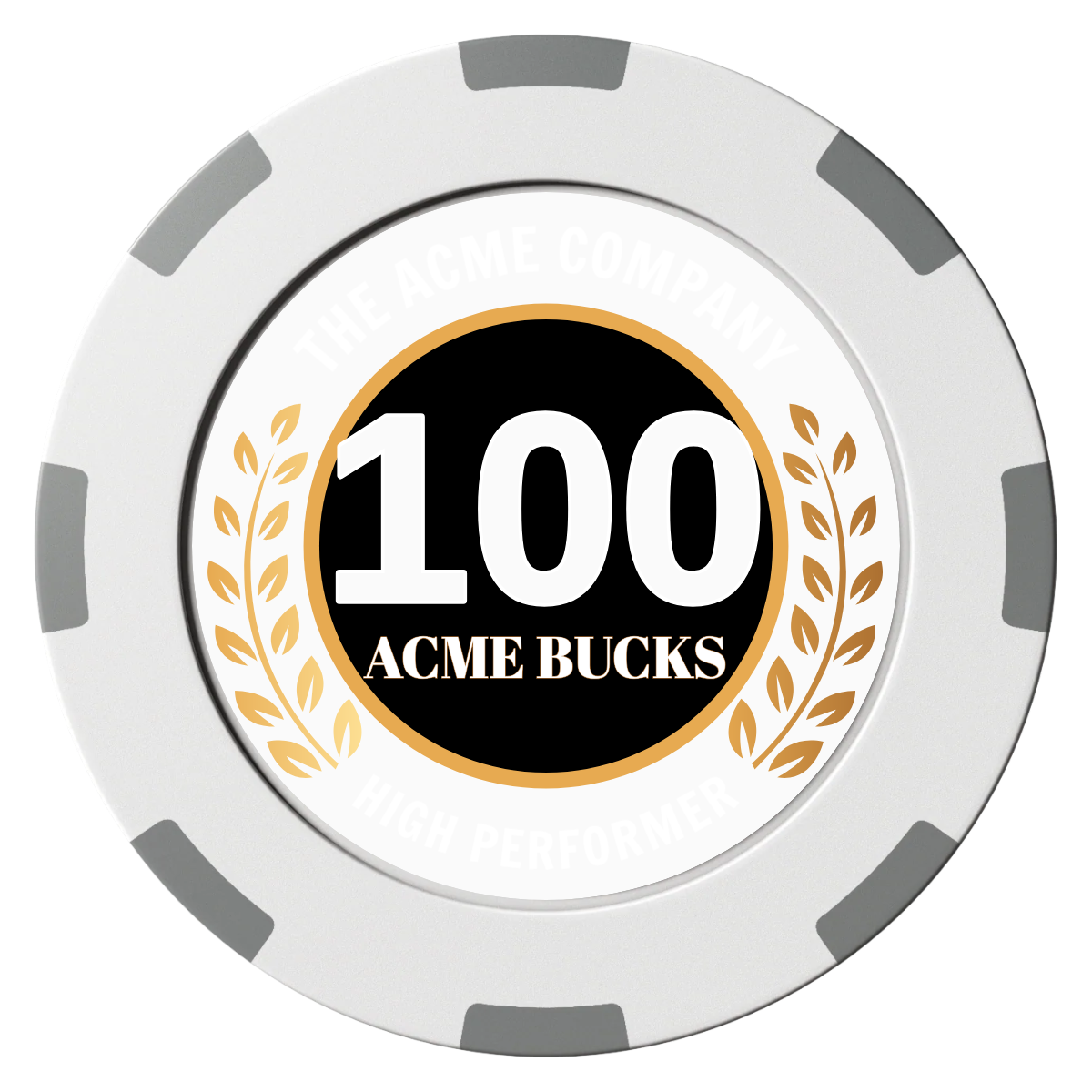Achievement Wreath Clay Poker Chips - White / 8 Spot (2 Tone) / 40mm - Front