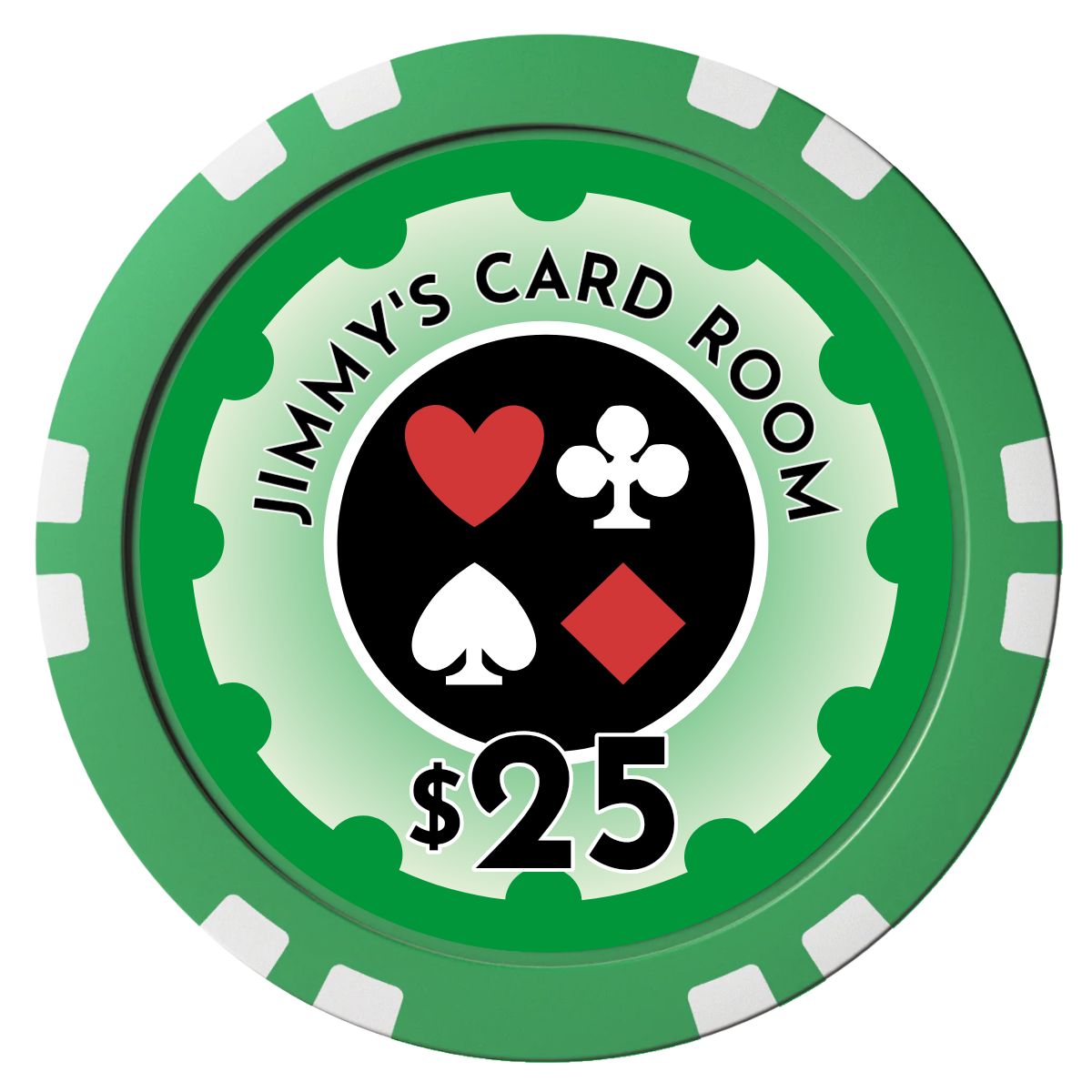 Your Four Suits Composite Poker Chips - Green / Double Stripe - Front