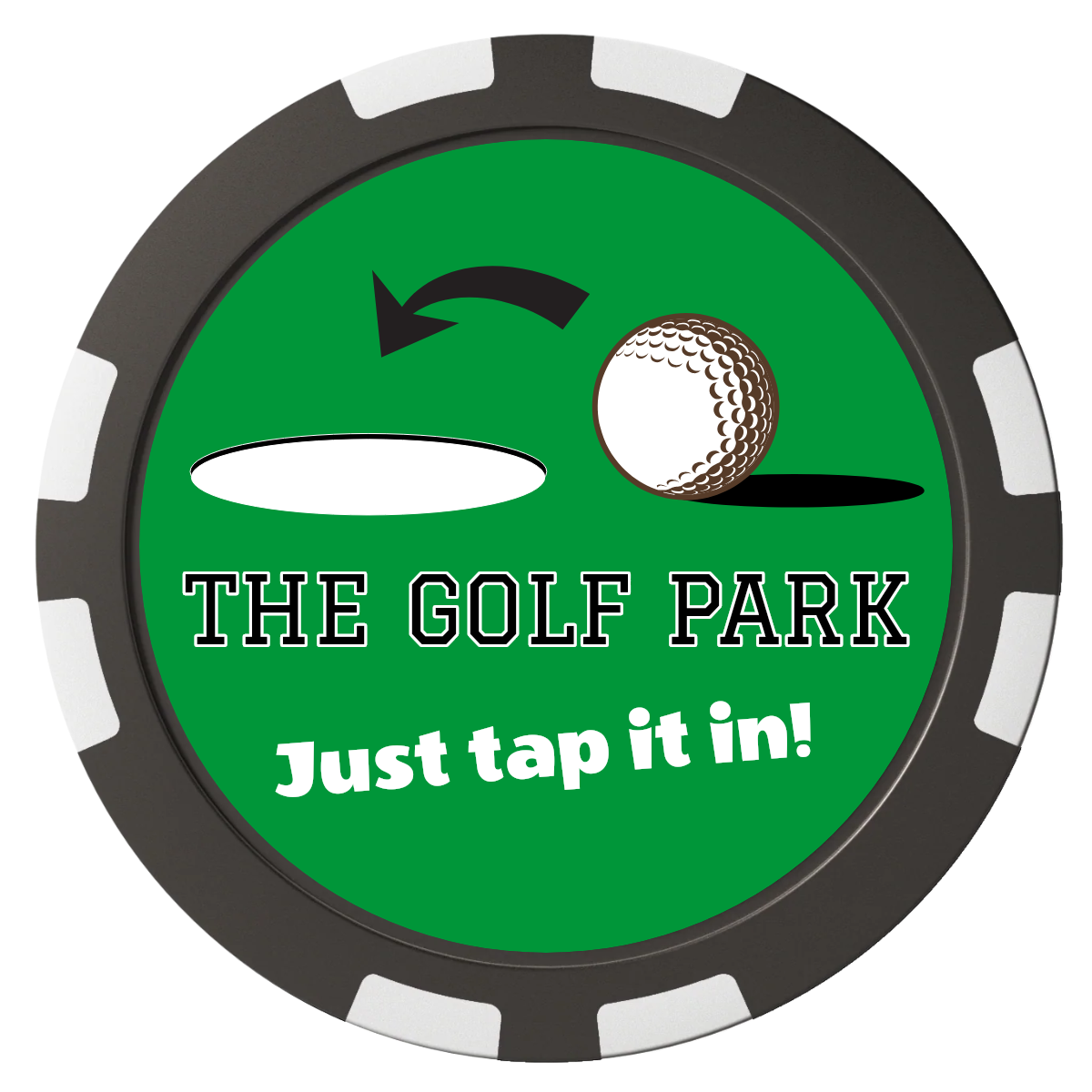 Golf Slogan Composite Poker Chips - Black / 8 Stripe - Front