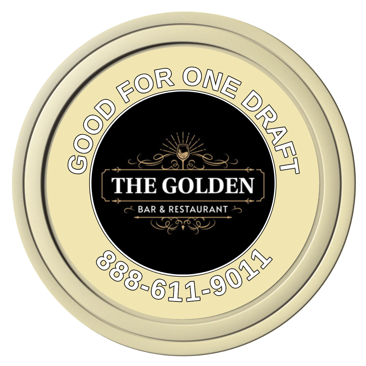 Branded Logo Bar Drink Token Composite Poker Chips - Ivory / Solid - Front