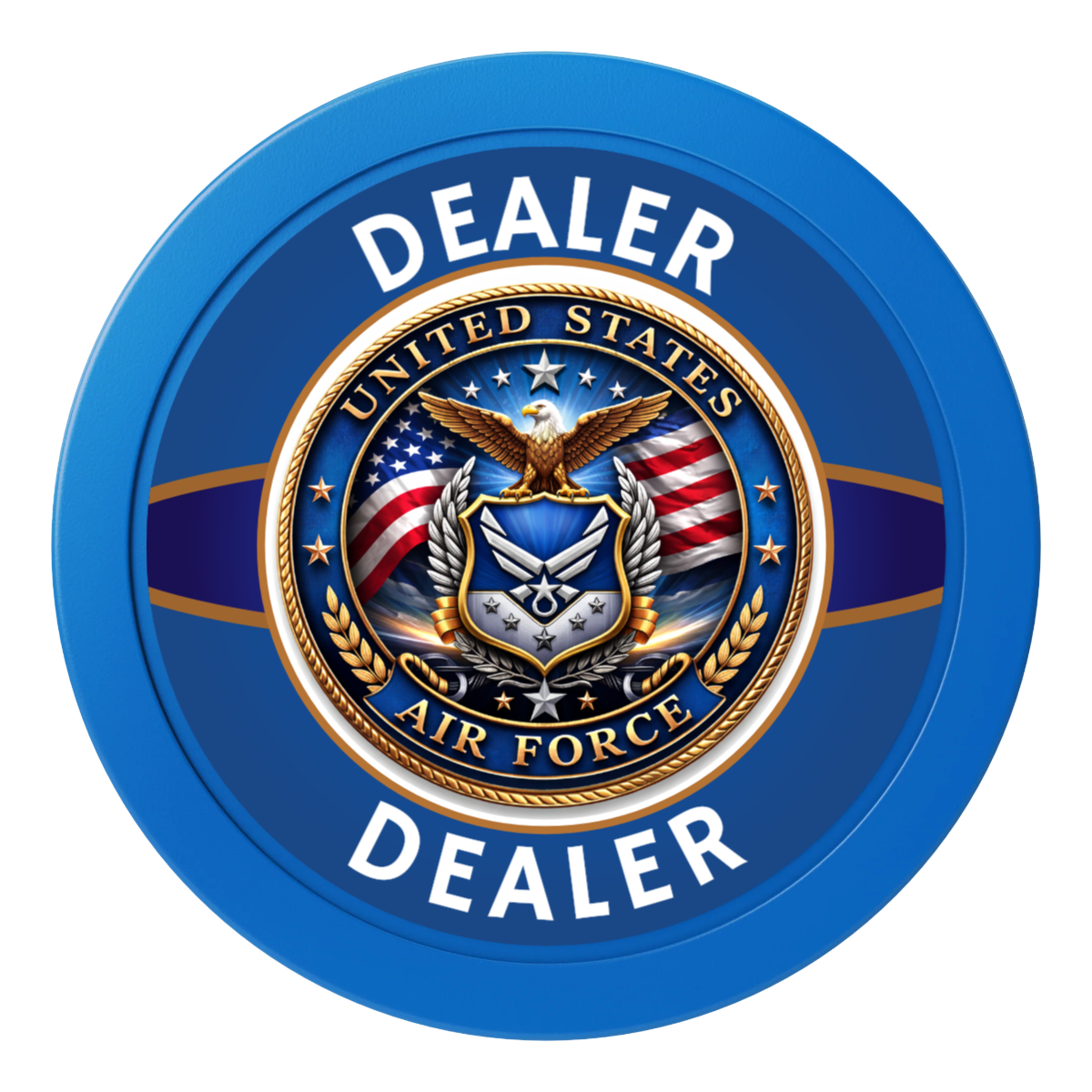 Air Force 2" Composite Dealer Button - Blue - Back