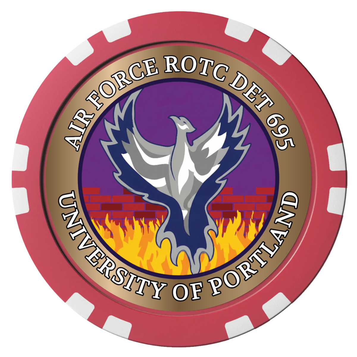 Air Force ROTC Det 695 Composite Poker Chips - Red / Double Stripe - Front