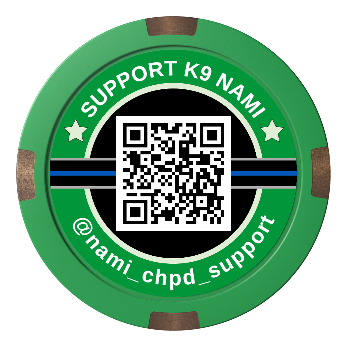 Police Department K9 #02 Composite & Metal Hybrid Poker Chips - Green - Back