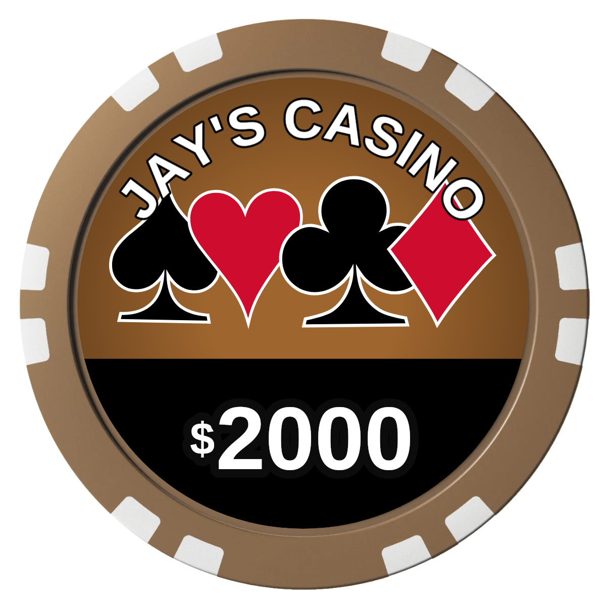 Jay's Casino Composite Poker Chips - Brown / Double Stripe - Front