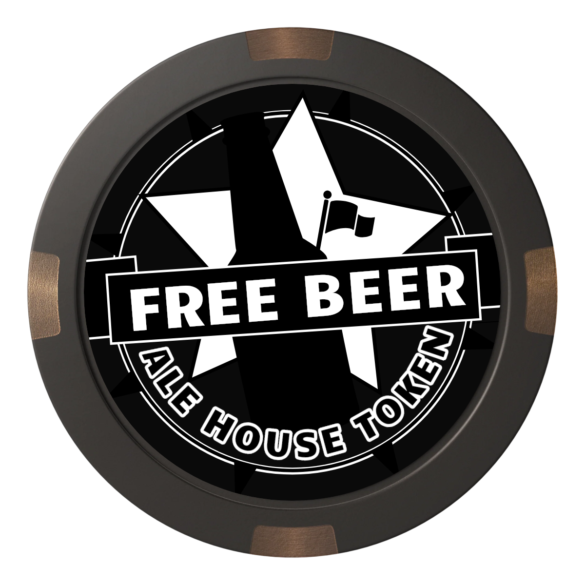 Free Beer Drink Composite & Metal Hybrid Poker Chips - Black - Front