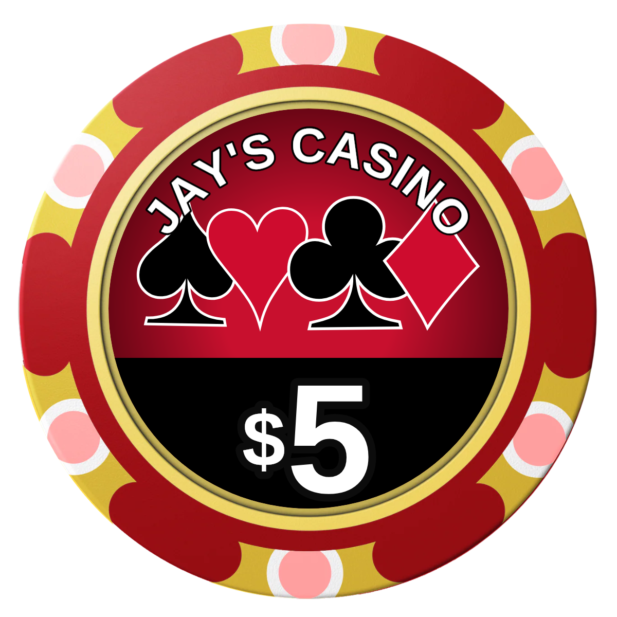 Jay's Casino Clay Poker Chips - Red / Monte Carlo / 40mm - Front