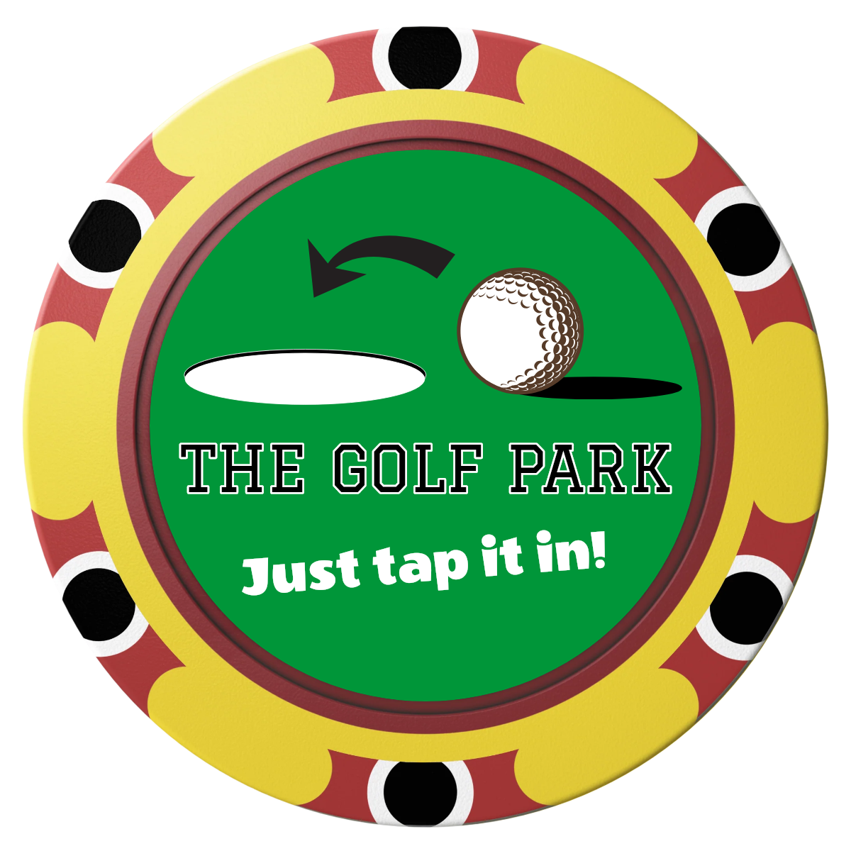 Golf Slogan Clay Poker Chips - Yellow / Monte Carlo / 40mm - Front