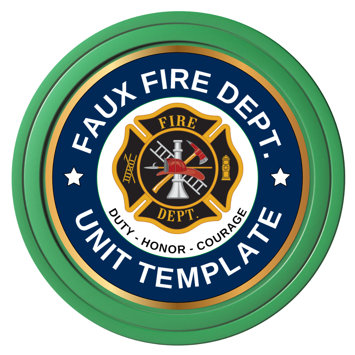 Faux Fire Dept. #01 Composite Poker Chips - Green / Solid - Front