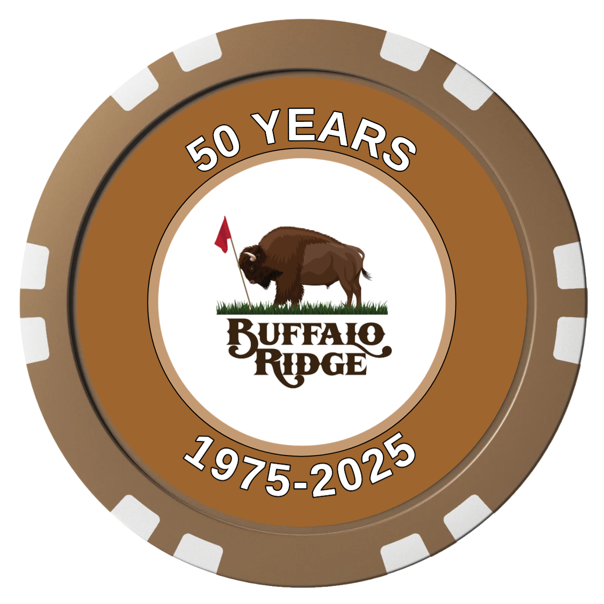 Branded Golf Pro Shop Composite Poker Chips - Brown / Double Stripe - Front