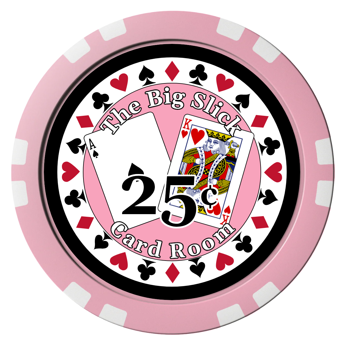 AK Big Slick Composite Poker Chips - Pink / Double Stripe - Front