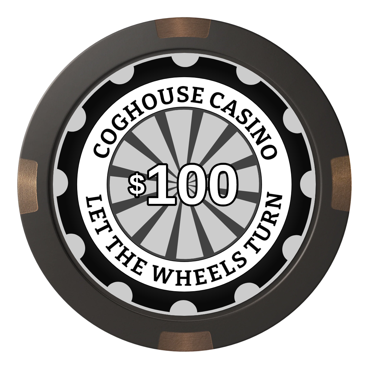 Cog House Composite & Metal Hybrid Poker Chips - Black - Front