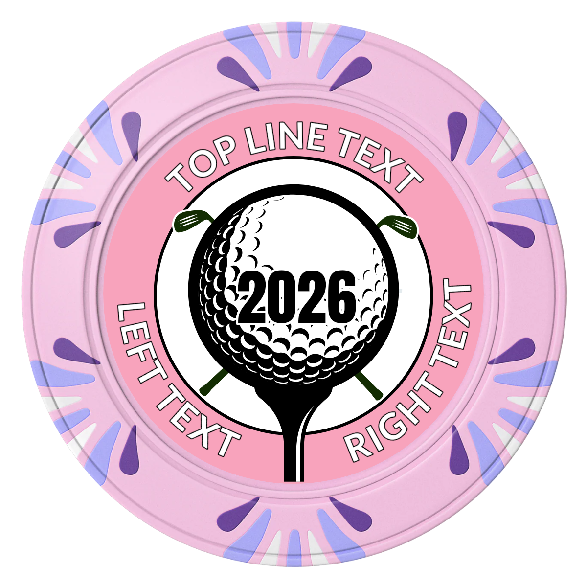 Tee it up Clay Poker Chips - Pink / Macau / 40mm - Front