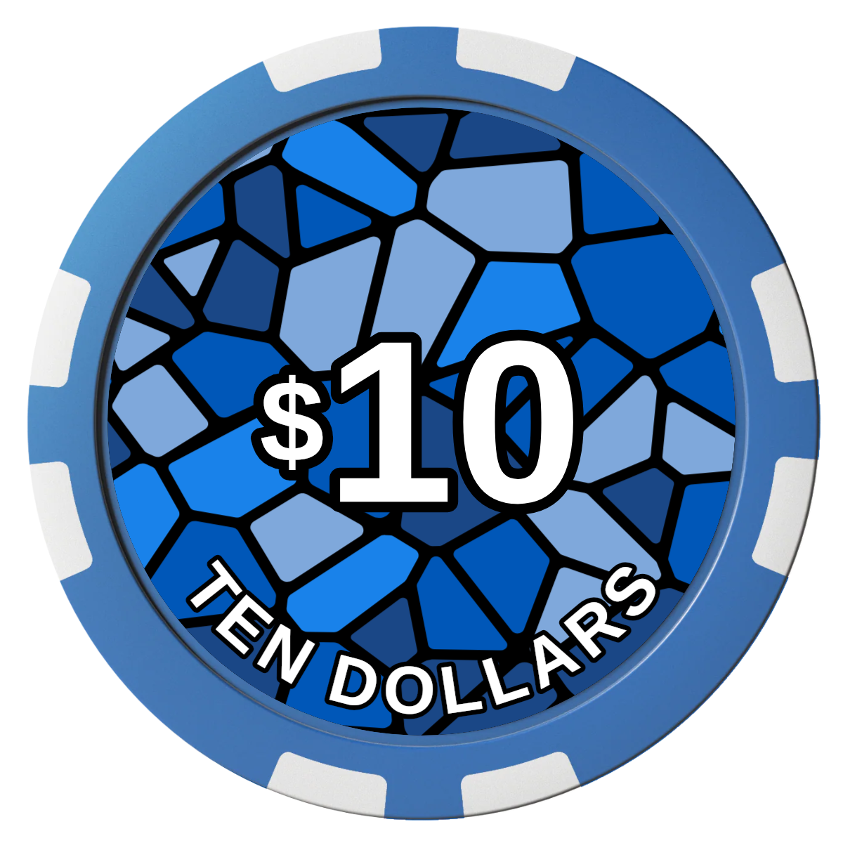 Stained Glass Composite Poker Chips - Blue / 8 Stripe - Front