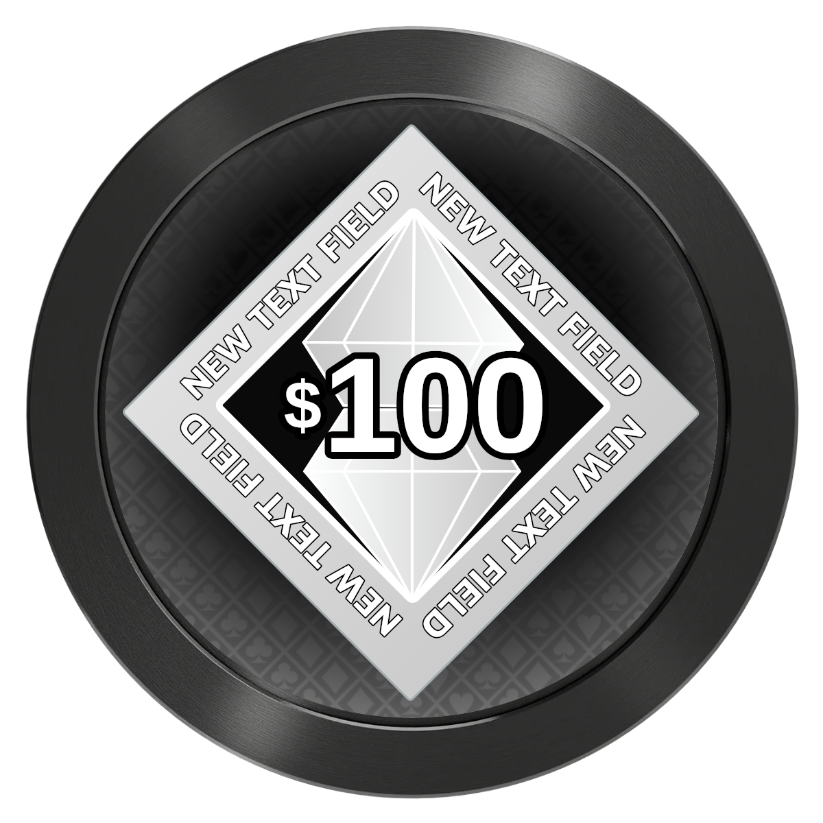 Diamond in the Rough Aluminum Poker Chips - Black - Back