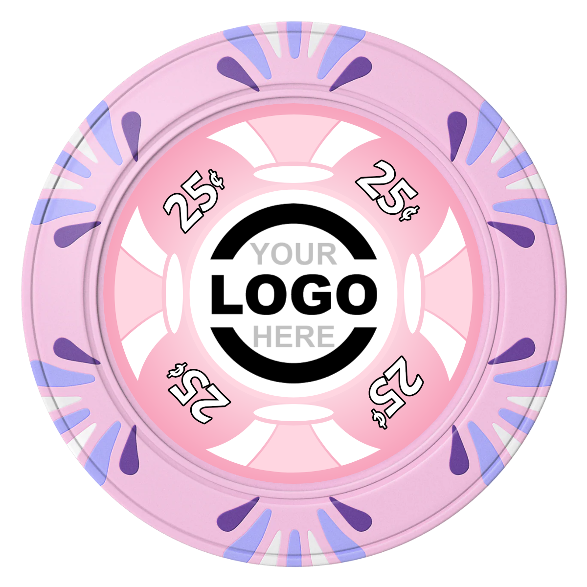 Alan Baker 4-2S A Clay Poker Chips - Pink / Macau / 40mm - Front