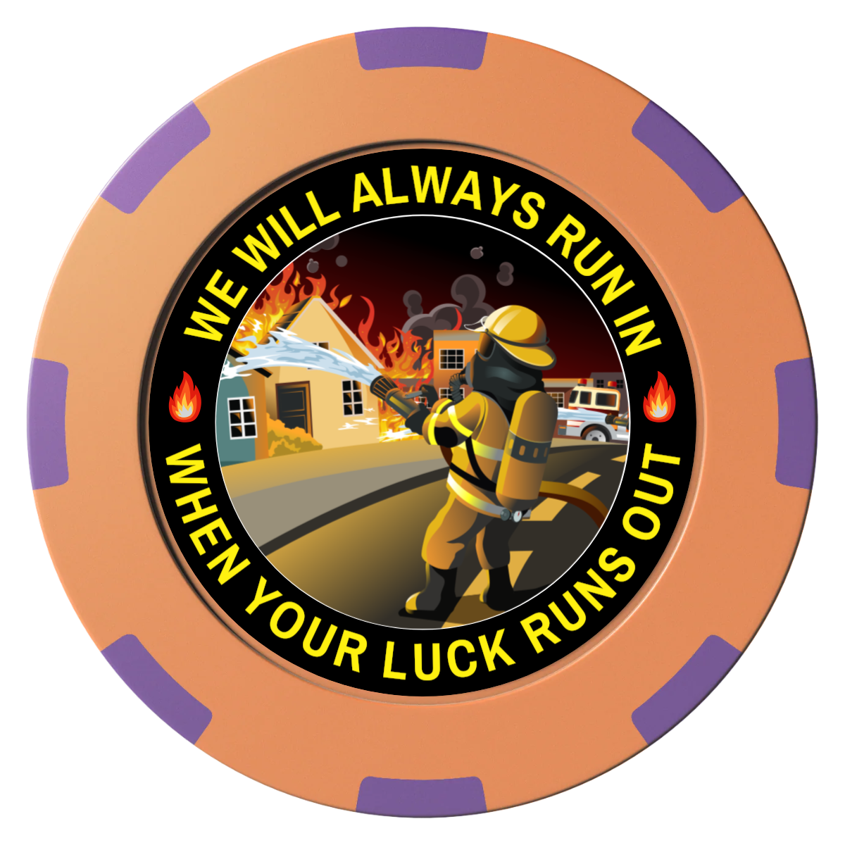 Firefighter Maltese Cross Clay Poker Chips - Orange / 8 Spot (2 Tone) / 40mm - Front