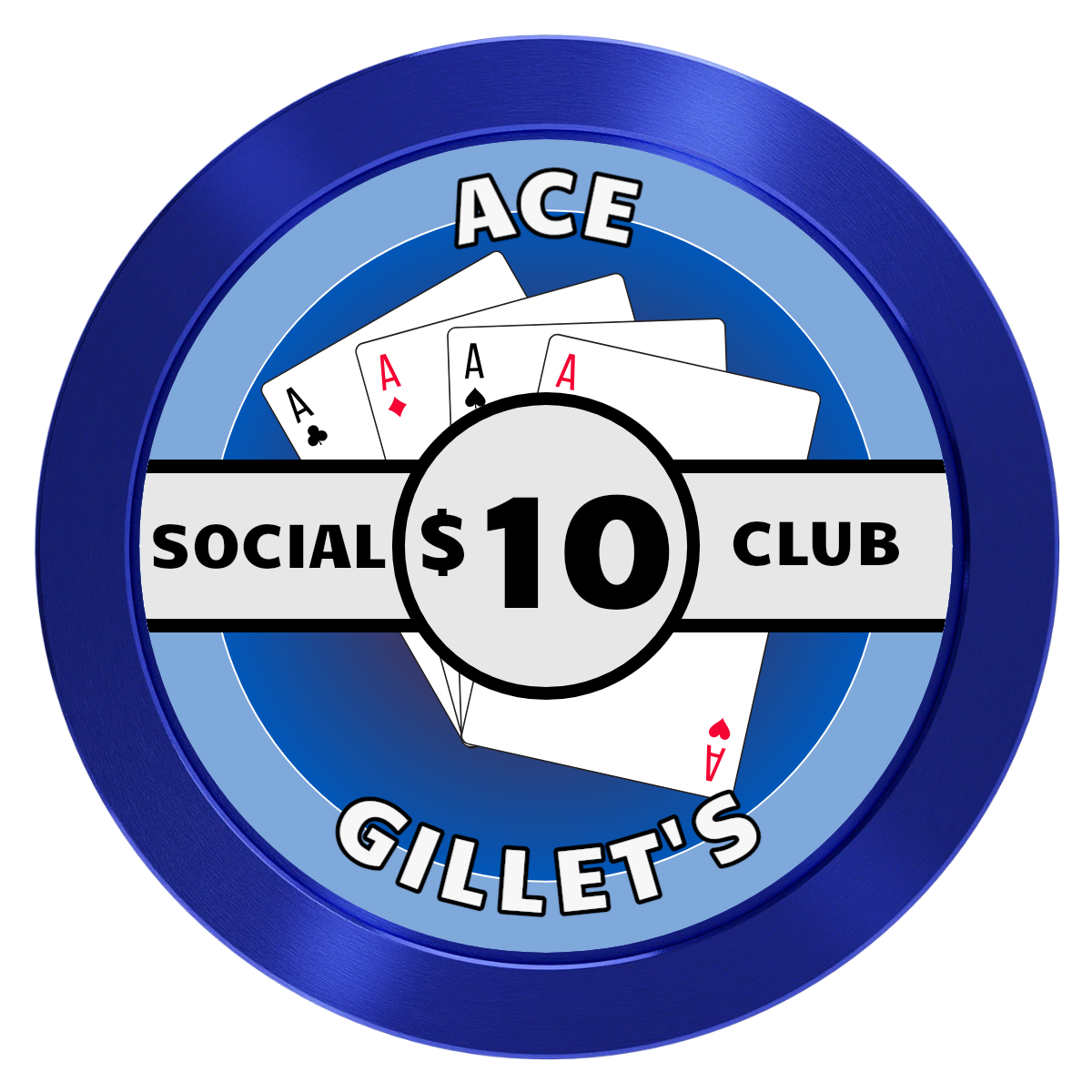 Ace Gillet's Aluminum Poker Chips - Blue - Back