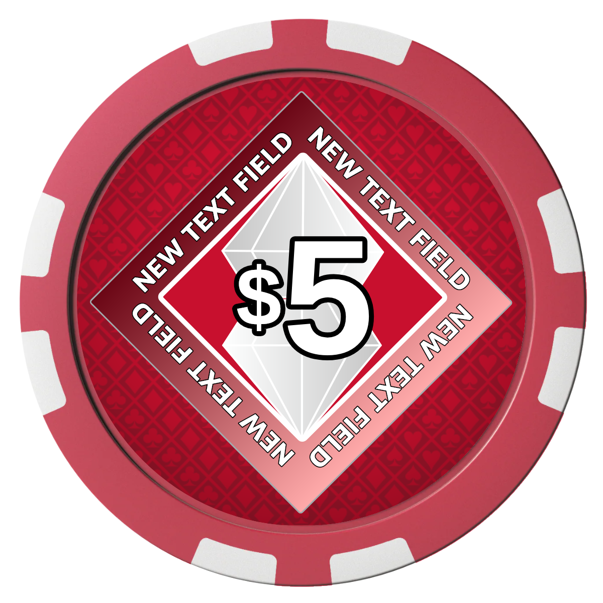 Diamond in the Rough Composite Poker Chips - Red / 8 Stripe - Front