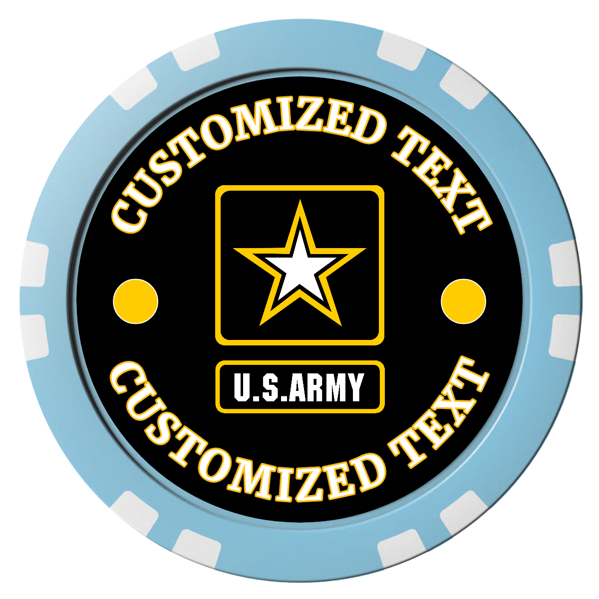 Army Strong Composite Poker Chips - Light Blue / Double Stripe - Front