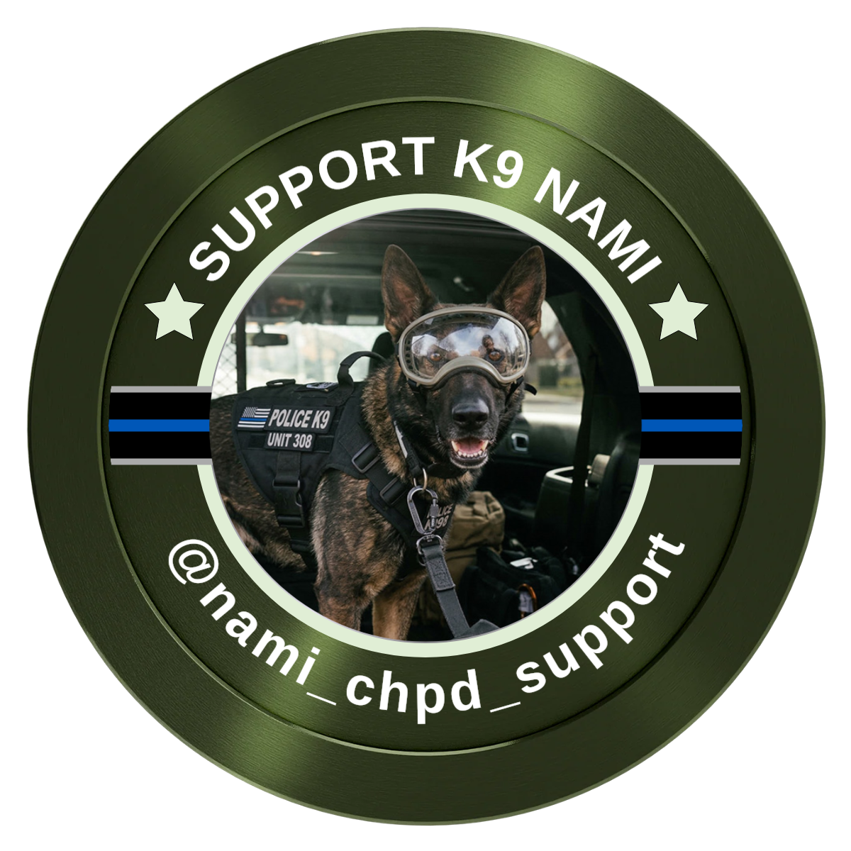 Police Department K9 #02 Aluminum Poker Chips - Green - Front