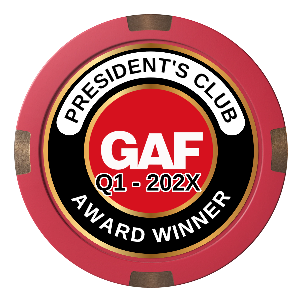 President's Club Composite & Metal Hybrid Poker Chips - Red - Front