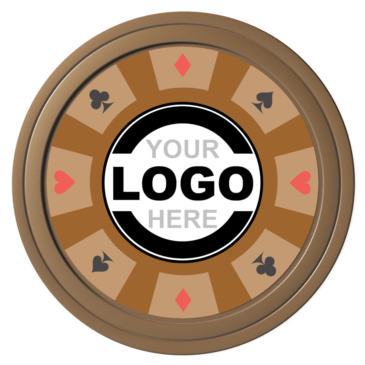 Suit 8 Your Logo Composite Poker Chips - Brown / Solid - Front
